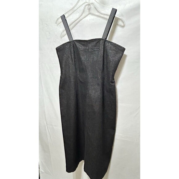 BCBG Maxazria Jean L Black Denim Spaghetti Polka Dot‎ Strap Dress - No Size Tag - Picture 6 of 11